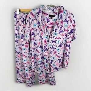 Room Service Pajama Set Women’s L Capri Pants Butterfly Pattern Cozycore lounge